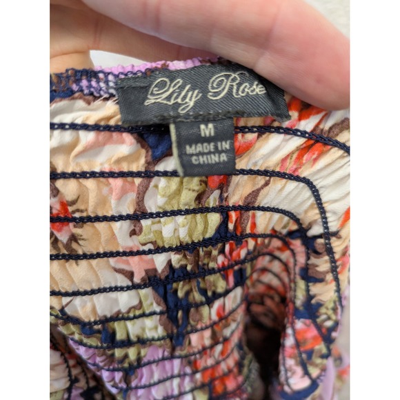 Lily Rose Junior's Size M Floral Midi Dress Smocked Puff Sleeve - Picture 6 of 8